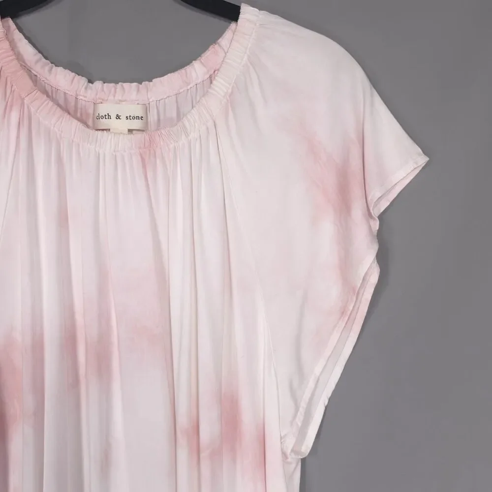 CLOTH & STONE Womens Blush Pink Tie Dye Tunic Top XL Short Sleeve Ecovero‎
